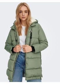 Only Damen Steppmantel "ONLNORA LONG PUFFER COAT", grün, modisch, Gr. XS, leicht glänzend, Steppware, Obermaterial: 100% Polyester. Futter: 100%