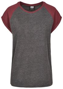 Urban Classics Herren Kurzarmshirt "Urban Classics Damen Ladies Contrast Raglan Tee", rot, casual, Gr. M, mehrfarbig, 60% Baumwolle, 40% Polyester,