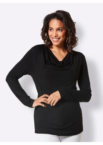 Damen Wasserfallshirt "Modal-Shirt", schwarz, Gr. 36, CREATION L PREMIUM, unifarben, 95% Modal, 5% Elasthan, Shirts