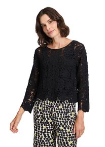 Betty Barclay Damen Strickpullover "Betty Barclay Lochstrick-Pullover mit U-Boot-Ausschnitt", schwarz, feminin, Gr. 48, Strick, Obermaterial: 60%