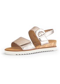 Gabor Damen Keilsandalette "GENUA", Gr. 43, gold, Glattleder, metallic, klassisch, Schuhe, Riemchensandale, Sommerschuh, Komfortschuh in Weite G