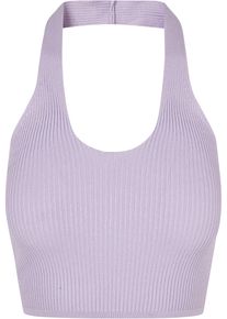 Urban Classics Herren Muskelshirt "Urban Classics Damen Ladies Rib Knit Crossed Neckholder Top", lila, casual, Gr. XS, unifarben, 35% Polyacryl, 35%