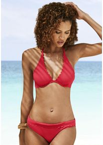 Lascana Damen Bügel-Bikini-Top "Scallop", rot, Gr. 38, unifarben, Microfaser, Microfaser, Bikini-Oberteile, mit gelaserter Wellenkannte