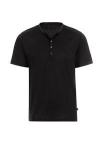 TRIGEMA Damen T-Shirt "TRIGEMA T-Shirt mit Knopfleiste DELUXE Baumwolle", schwarz, klassisch, Gr. S, 100% Baumwolle, Shirts