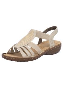 Rieker Damen Sandale, Gr. 40, beige, Lederimitat, klassisch, Schuhe, Sommerschuh, Schlupfschuh, Sandalette mit praktischen Gummizügen