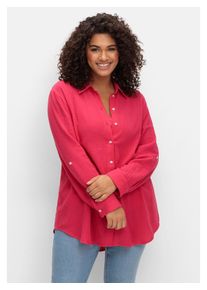 sheego Damen Hemdbluse "Große Größen", pink, feminin, Gr. 48, unifarben, Obermaterial: 100% Baumwolle, Blusen, aus Baumwolle, mit Krempelärmeln