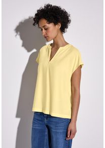 Street One Damen Hemdbluse, gelb, casual, Gr. 42, unifarben, Stoff, 100% Viskose, Blusen, aus softer Viskose