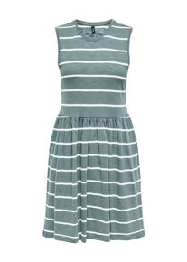 Only Damen Minikleid "ONLSUMMER S/L O-NECK DRESS JRS"abyss stripes:cloud dancer, modisch, Gr. XS, gestreift, Obermaterial: 87% Baumwolle, 13%