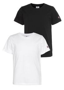 Champion Kinder T-Shirt, schwarz-weiß, sportlich, Gr. L, unifarben, Jersey, Obermaterial: 100% Baumwolle, Shirts, für Kinder