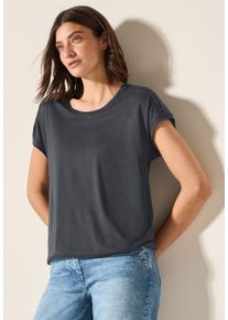 Cecil Damen T-Shirtvolcanic grau, casual, Gr. XS, unifarben, Jersey, Obermaterial: 50% Baumwolle, 50% Modal, Shirts, mit elastischem Bund