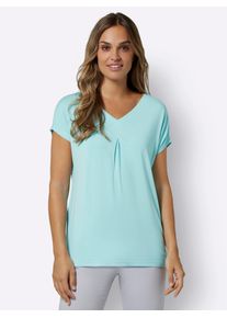 Classic Basics Damen V-Shirt "Shirt", blau, Gr. 44, unifarben, 95% Viskose, 5% Elasthan, Shirts