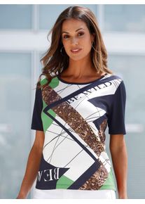 Inspirationen Damen T-Shirt "Shirt", blau, Gr. 36, gemustert, mehrfarbig, 95% Viskose, 5% Elasthan, Shirts