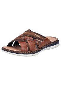 Rieker Herren Pantolette, Gr. 40, braun, Lederimitat, Textil, used, sportlich, Schuhe, Sommerschuh, Schlappen, Poolslides, mit Leder-Innensohle