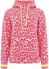 Zwillingsherz Damen Hoodie ""Leo Allover Neon Kante"", pink, modisch, Gr. L, animal-print, gemustert, kontrastfarbene Details, mehrfarbig, Sweatware,