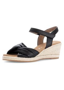 Gabor Damen Keilsandalette "ATHEN", Gr. 37, schwarz, Nappaleder, unifarben, klassisch, Schuhe, Riemchensandale, Sommerschuh mit Klettverschluss,