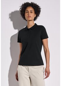 Street One Damen Poloshirt, schwarz, casual, Gr. 40, unifarben, Web, 97% Baumwolle, 3% Elasthan, Shirts, aus Baumwolle mit Stretchante