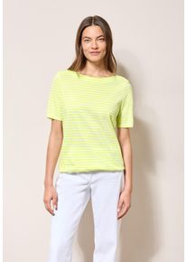 Cecil Damen Rundhalsshirt, gelb, Basic, Gr. S, gestreift, Web, 100% Baumwolle, Shirts, aus reiner Baumwolle