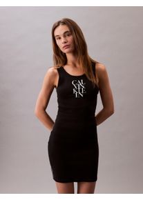 Damen Jerseykleid "SL COTTON 1X1 RIB TANK DRESS", schwarz, feminin, Gr. M, Calvin Klein Jeans, unifarben, Jersey, Obermaterial: 93% Baumwolle, 7%