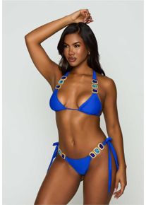 MODA MINX Damen Triangel-Bikini-Top "Boujee Triangel Top", blau, modisch, Gr. S, unifarben, 82% Polyamid, 18% Elasthan, Bikini-Oberteile, mit