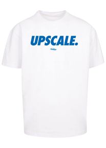 Herren T-Shirt "Upscale by Mister Tee Upscale Sport Font Oversize Tee", weiß, casual, Gr. L, UPSCALE BY MISTER TEE, bedruckt, 100% Baumwolle, Shirts