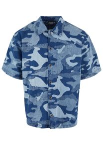 Urban Classics Herren T-Shirt "Urban Classics Laser Camo Printed Boxy Shirt", blau, casual, Gr. M, gemustert, 100% Baumwolle, Shirts