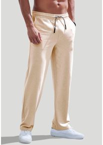 John Devin Herren Sweathose "weit geschnitten", beige, casual, Gr. L, meliert, Sweatware, Obermaterial: 60% Baumwolle, 40% Polyester, Hosen, in