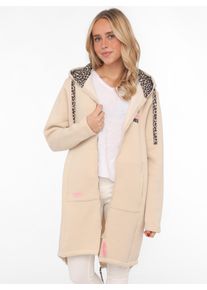 Zwillingsherz Damen Jerseymantel ""Wild and Free"", beige, modisch, Gr. SM, Obermaterial: 50% Baumwolle, 50% Polyester, Mäntel, mit auffäligem Front