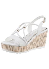 Marco Tozzi Damen Keilsandalette, Gr. 37, weiß, Lederimitat, modisch, Schuhe, Sommerschuh, Sandale, Keilabsatz, in veganer Verarbeitung