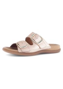 Gabor Damen Pantolette, Gr. 40, braun, Ziegenleder, metallic, Basic, Schuhe, Keilabsatz, Sommerschuh, Bequemschuh, praktische Klettverschlüsse