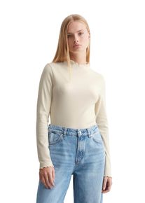 Marc O'Polo Damen Langarmshirt "aus Organic Cotton-Stretch-Jersey", beige, Gr. XL, MARC O'POLO DENIM, unifarben, Obermaterial: 96% Baumwolle, 4% Elasthan, Shirts