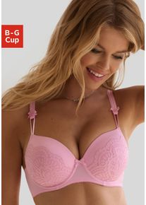 Lascana Damen Schalen-BH "Aurora", Gr. 65, lila, Microtouch, Spitze, Obermaterial: 53% Polyamid, 38% Polyester, 9% Elasthan, feminin, BHs, mit Bügel