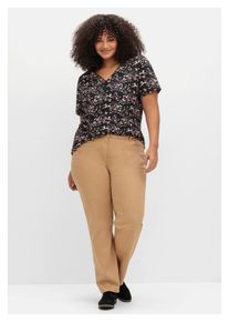 sheego Damen Stretch-Jeans "Große Größen", braun, casual, Gr. 44, unifarben, Obermaterial: 98% Baumwolle, 2% Elasthan, Jeans, in gerader Beinform