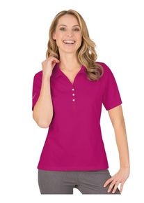 TRIGEMA Damen Poloshirt "TRIGEMA Poloshirt aus Baumwolle mit Kristallsteinen", pink, Basic, Gr. XXL, 100% Baumwolle, Shirts
