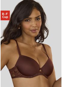 Lascana Damen Schalen-BH, Gr. 85, braun, Microtouch, Spitze, Obermaterial: 60% Polyamid, 35% Polyester, 5% Elasthan, feminin, BHs, mit Bügel und