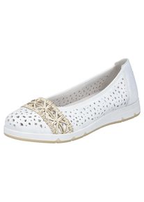 Rieker Damen Ballerina, Gr. 42, beige, Lederimitat, kontrastfarbene Details, casual, Schuhe