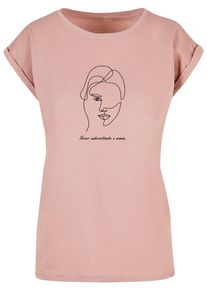 Merchcode Herren T-Shirt "Merchcode Damen Ladies WD - Woman Figure Extended Shoulder Tee", rosa, casual, Gr. XS, bedruckt, 100% Baumwolle, Shirts