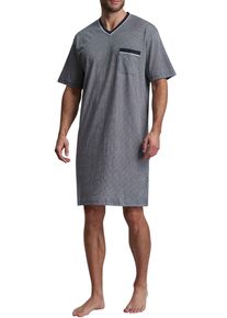 Götzburg GÖTZBURG Herren Nachthemd "Brooklyn", Gr. 48, blau, Single Jersey, Obermaterial: 100% Baumwolle, bedruckt, klassisch, Kleider, V-Ausschnitt, Kurzarm,