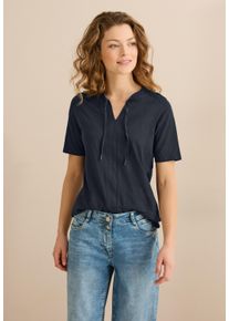 Cecil Damen T-Shirt, blau, casual, Gr. XL, unifarben, Web, 100% Baumwolle, Shirts, aus reiner Baumwolle