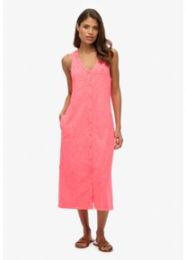 Superdry Damen Jerseykleid "BEACH JERSEY VEST MIDI DRESS", rot, casual, Gr. L, unifarben, Jersey, Obermaterial: 100% Baumwolle, Kleider