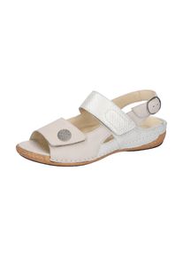 Waldläufer WALDLÄUFER Damen Sandale "HELIETT", Gr. 7, silber, Nubukleder, Veloursleder, metallic, Basic, Schuhe, Sommerschuh, Klettschuh, Keilabsatz, in
