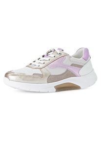 Damen Keilsneaker, Gabor Rollingsoft, Gr. 40, weiß, Ziegenveloursleder, Kalbsleder, Textil, sportlich, Schuhe, Freizeitschuh, Halbschuh, Schnürschuh