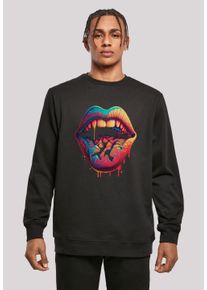 F4NT4STIC Herren Kapuzenpullover "Drooling Lips CREW", schwarz, casual, Gr. 4XL, Obermaterial: 50% Baumwolle, 50% Polyester, Pullover, Print