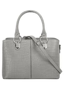 CLUTY Damen Umhängetasche, grau, Leder, Taschen, echt Leder, Made in Italy