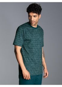TRIGEMA Herren T-Shirt "TRIGEMA T-Shirt mit freundlichem Smiley-Muster", blau, Basic, Gr. S, 100% Baumwolle, Shirts