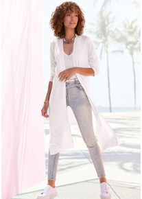 Lascana Damen Cardigan, weiß, modisch, Gr. 36, unifarben, Feinstrick, Single Jersey, Obermaterial: 70% Viskose, 30% Polyamid, Strickjacken, mit