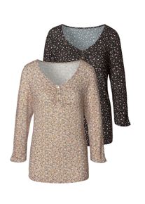 Vivance Damen 3/4-Arm-Shirt "mit kurzer Zierknopfleiste", rosa, casual, Gr. 32, gemustert, Jersey, Obermaterial: 95% Viskose (LENZING ECOVERO), 5%