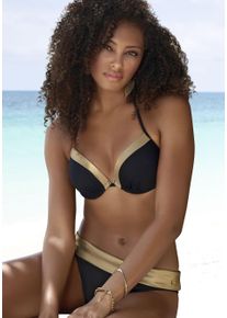 Lascana Damen Push-Up-Bikini-Top "Elodie", gold, Gr. 34, unifarben mit Farbeinsatz, Recycling-Polyamid, Bikini-Oberteile, mit trendigem