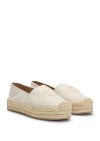 BOSS Damen Espadrille "Madeira_Slon", Gr. 41, beige, Textil, unifarben, casual, Schuhe, Sommerschuh, Urlaubschuh, Loafer, Slipper mit Plateausohle