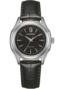 Citizen Damen Solaruhr, schwarz, Armbanduhren, Armbanduhr, Damenuhr, Edelstahlarmband, bis 10 bar wasserdicht