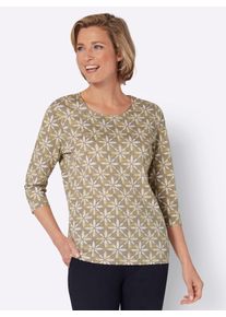 Classic Basics Damen 3/4-Arm-Shirt "3/4-Arm-Shirt", grau, Gr. 44, gemustert, mehrfarbig, bedruckt, 100% Baumwolle, Shirts